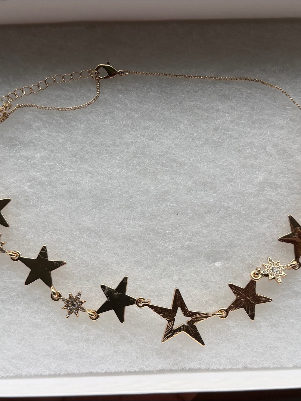 Gold Star Link Necklace with Pavé Accent - Women's Jewelry